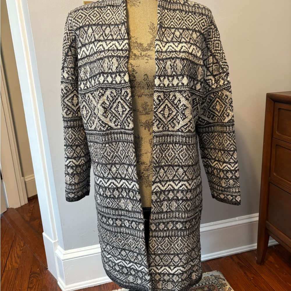 Lucky Brand Black and Cream Cardigan